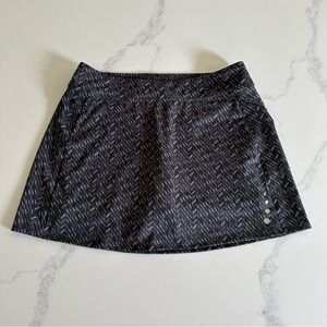 LL Bean Womens Small Running Skort Grey Print with Zipper Pocket